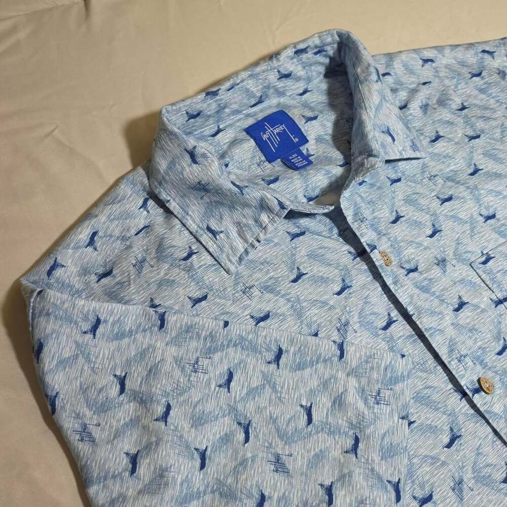 Guy Harvey Sailboat All Over Print Button Up Shirt XL